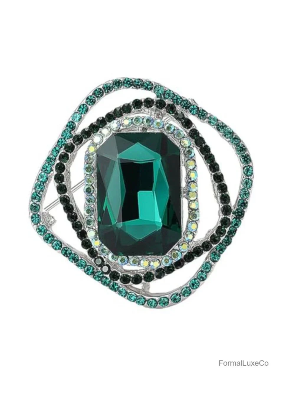 Elegant Austrian Crystal Square Brooch Pin for Women, Zinc Alloy